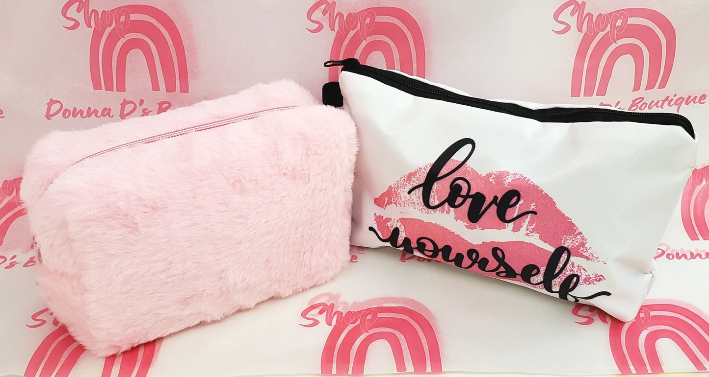 Pink Plush Makeup Bag