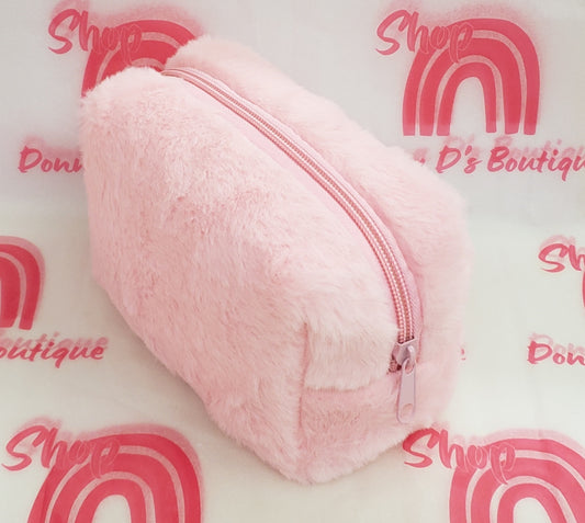 Pink Plush Makeup Bag