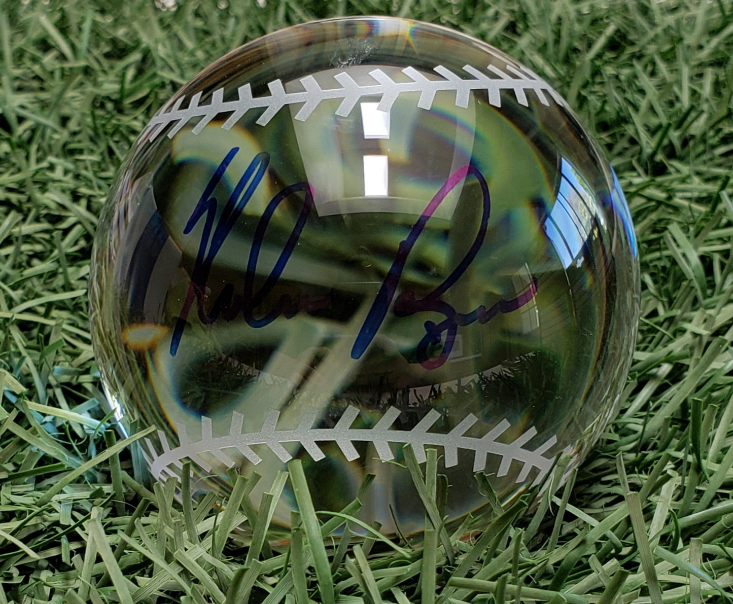 Nolan Ryan Heavy Lead Crystal Autographed Baseball