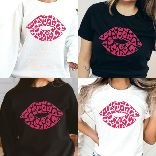 Hot Pink Leopard Lip Crewneck Sweatshirt or Tshirt