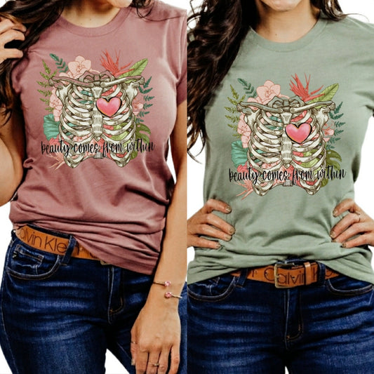 Beauty Comes From Within Sage or Mauve Tshirt