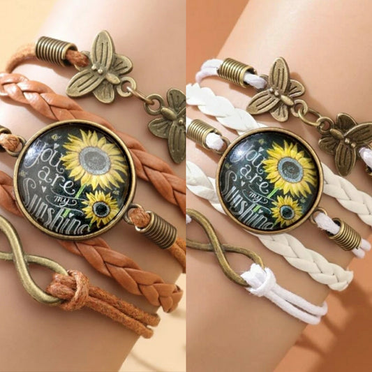 Sunflower, Infinity & Butterfly Bracelet