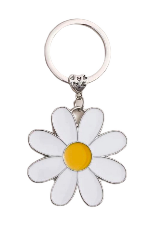 White Floral Keychain