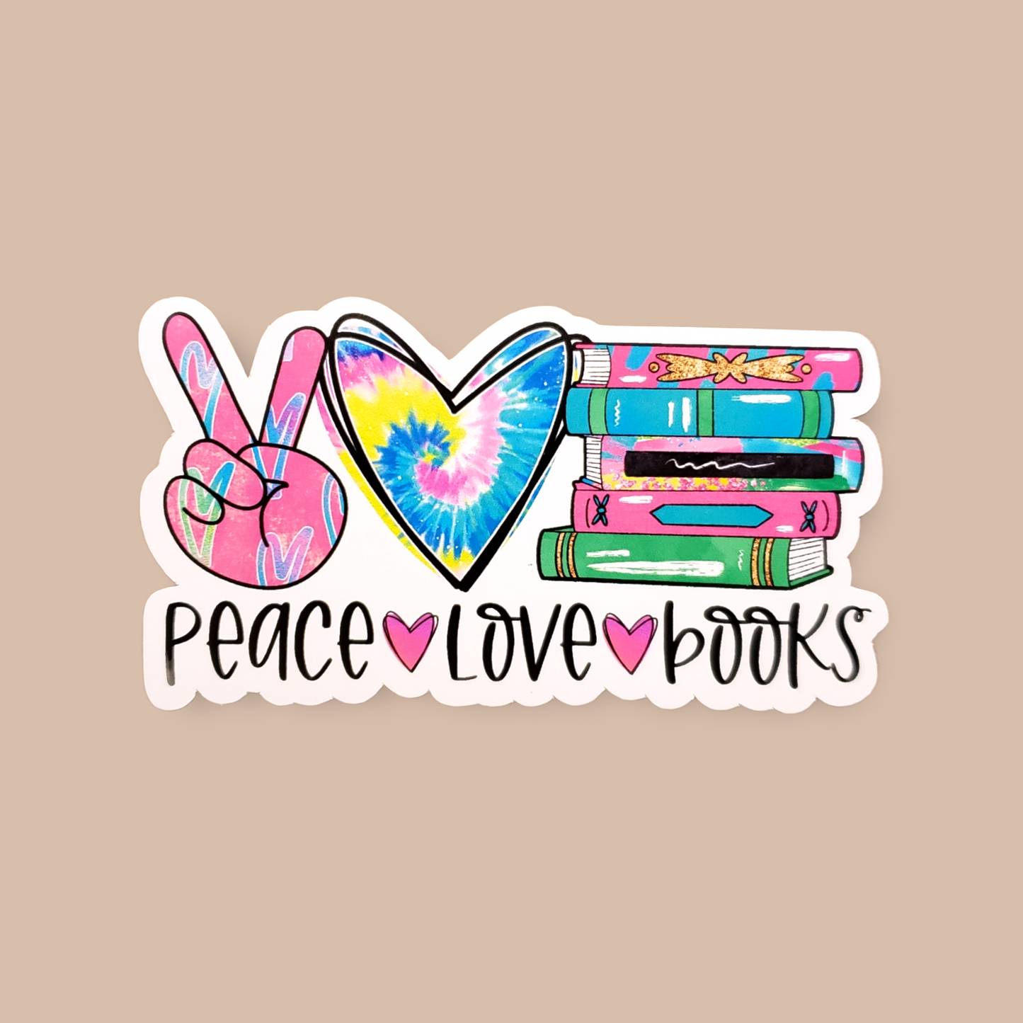 Peace Love Books Sticker