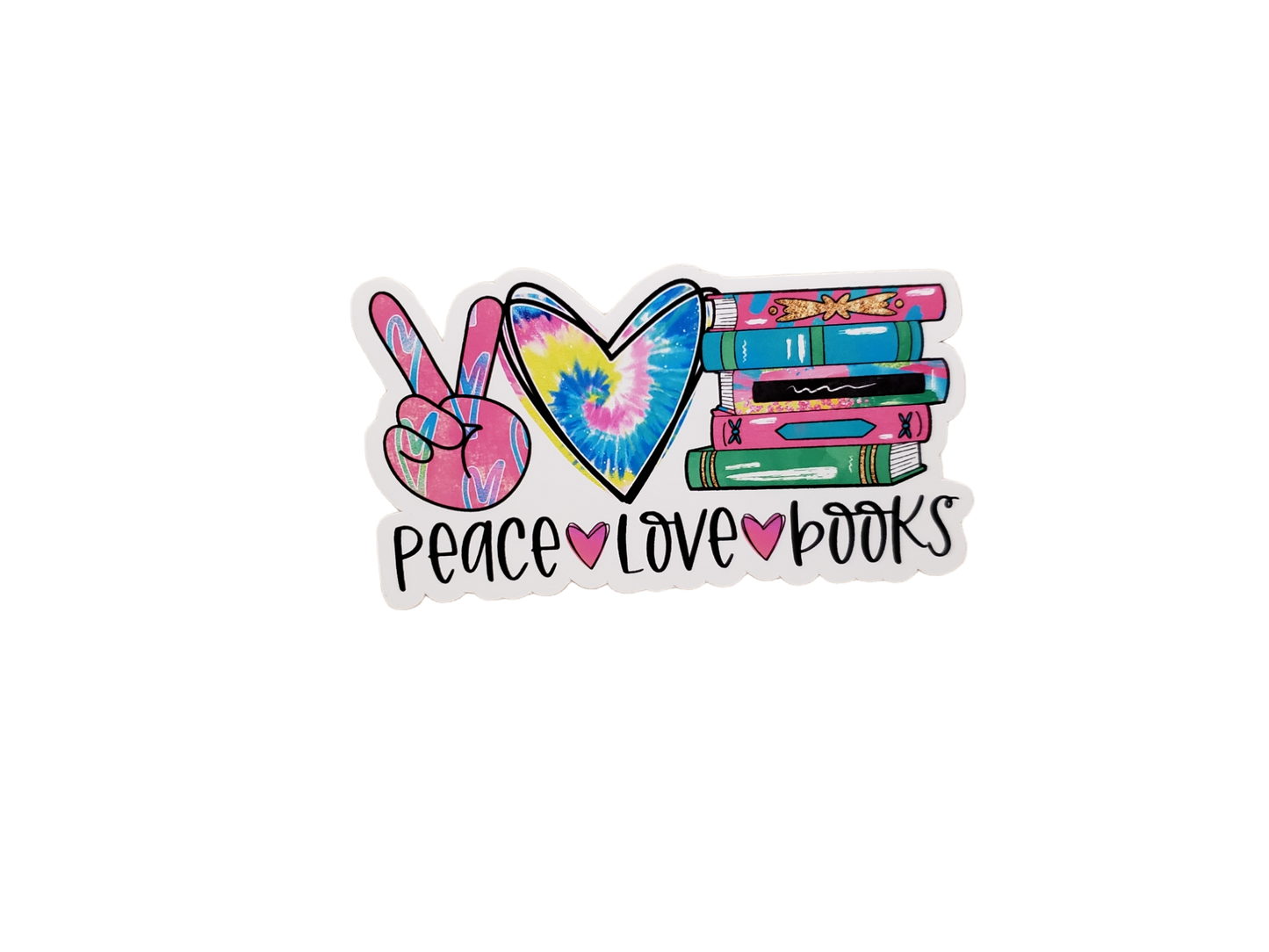 Peace Love Books Sticker