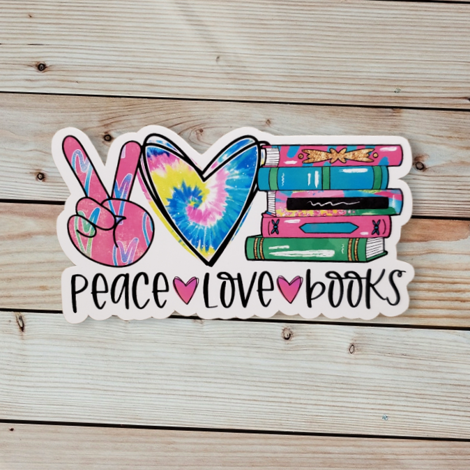 Peace Love Books Sticker