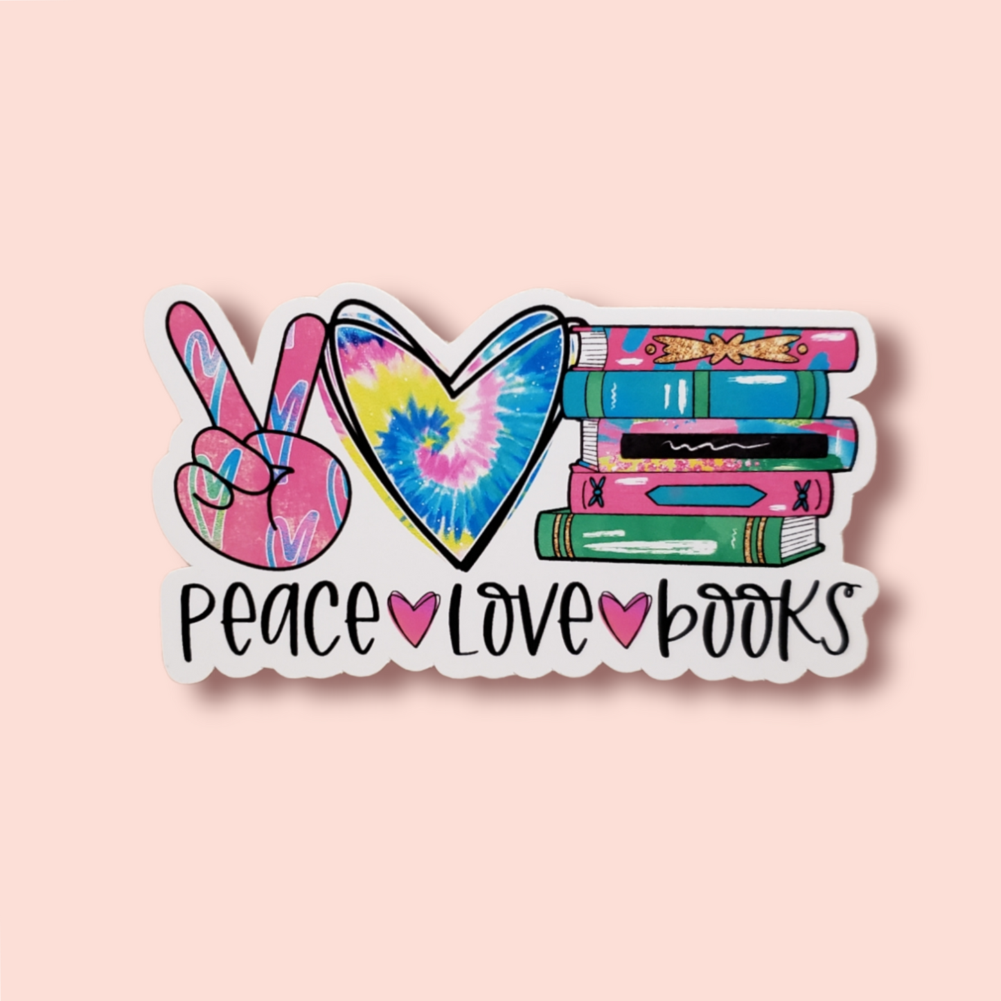 Peace Love Books Sticker