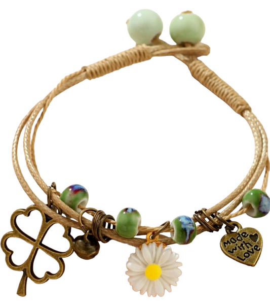 Heart & Flower Charm Bracelet
