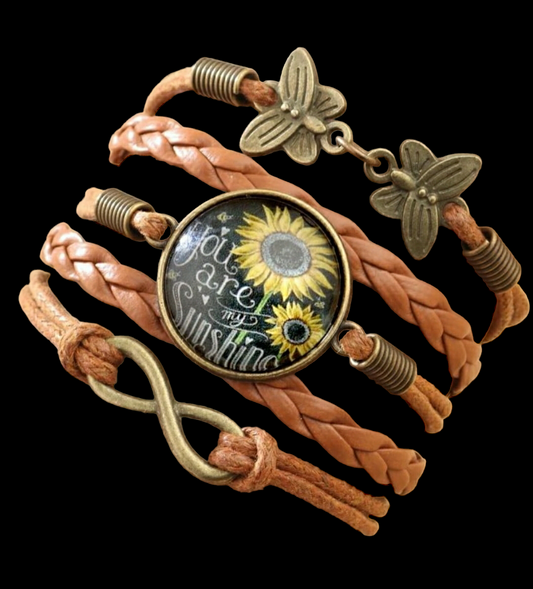 Sunflower, Infinity & Butterfly Bracelet