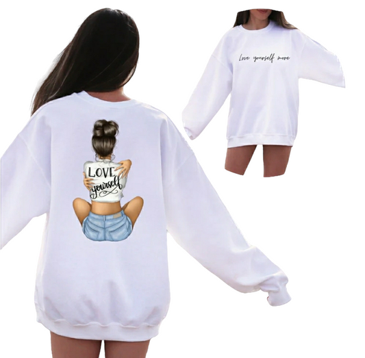 Love Yourself - front/back White Crewneck Sweatshirt
