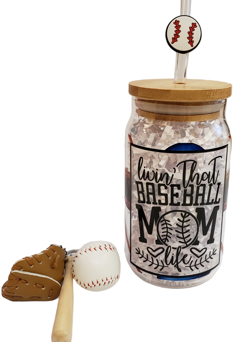 Livin' That Baseball Mom Life - 16oz Glass Cup