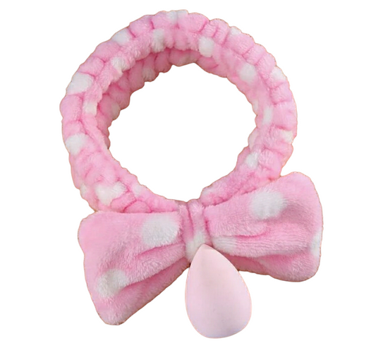 Pink and White Makeup Sponge and Headband