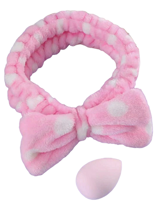 Pink and White Makeup Sponge and Headband