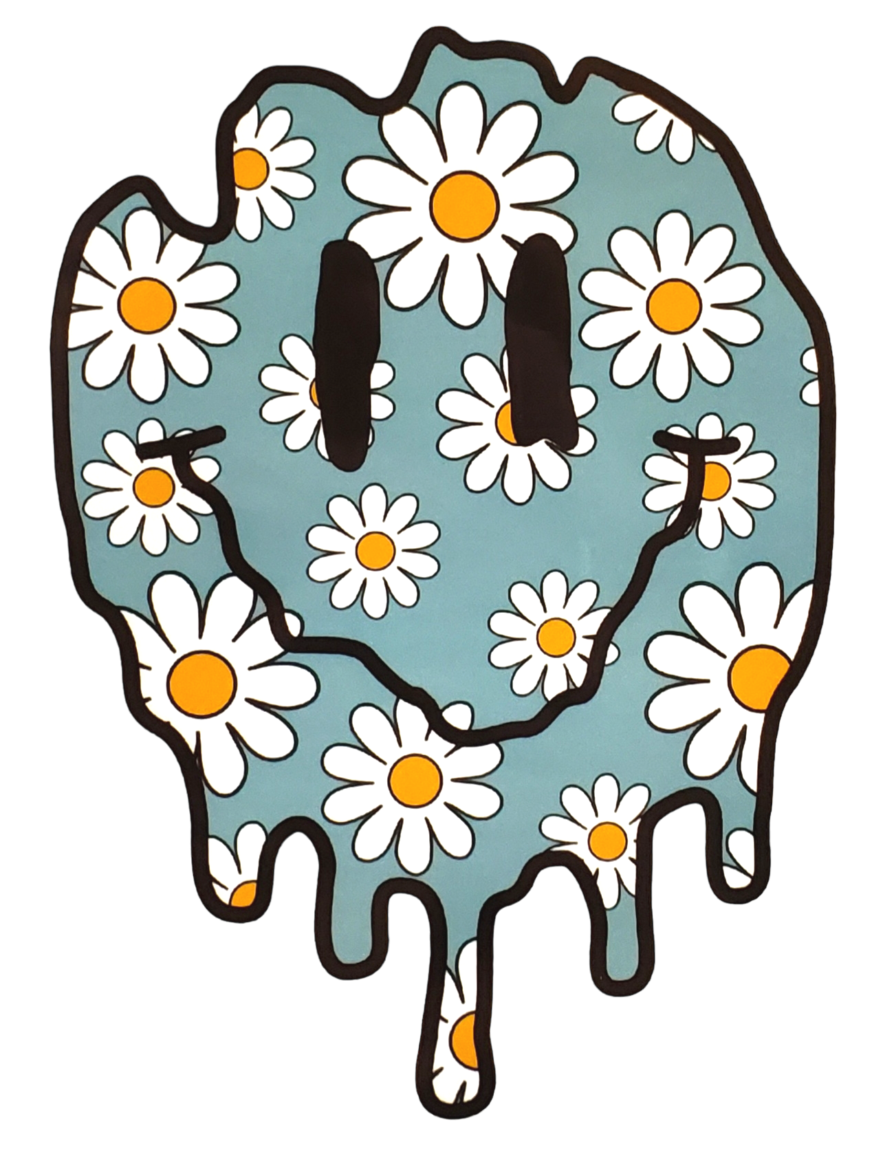 Droopy Daisy Smiley Black Tshirt