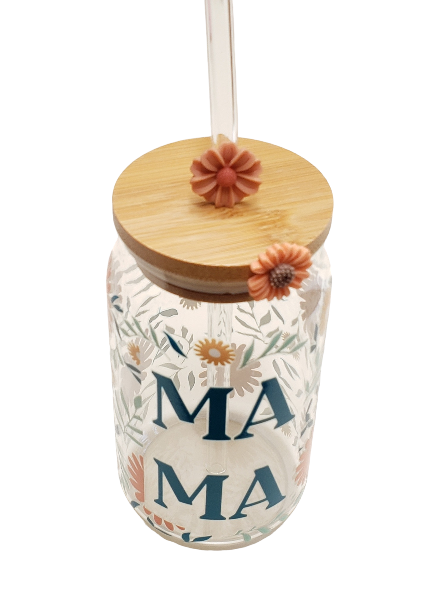 ﻿MAMA Flower Glass Cup - 16oz Glass Cup