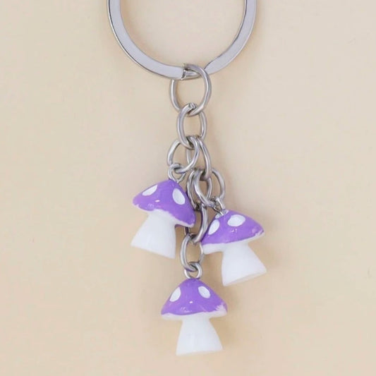 Purple Mushroom Keychain