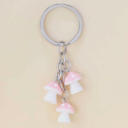 Pink Mushroom Keychain
