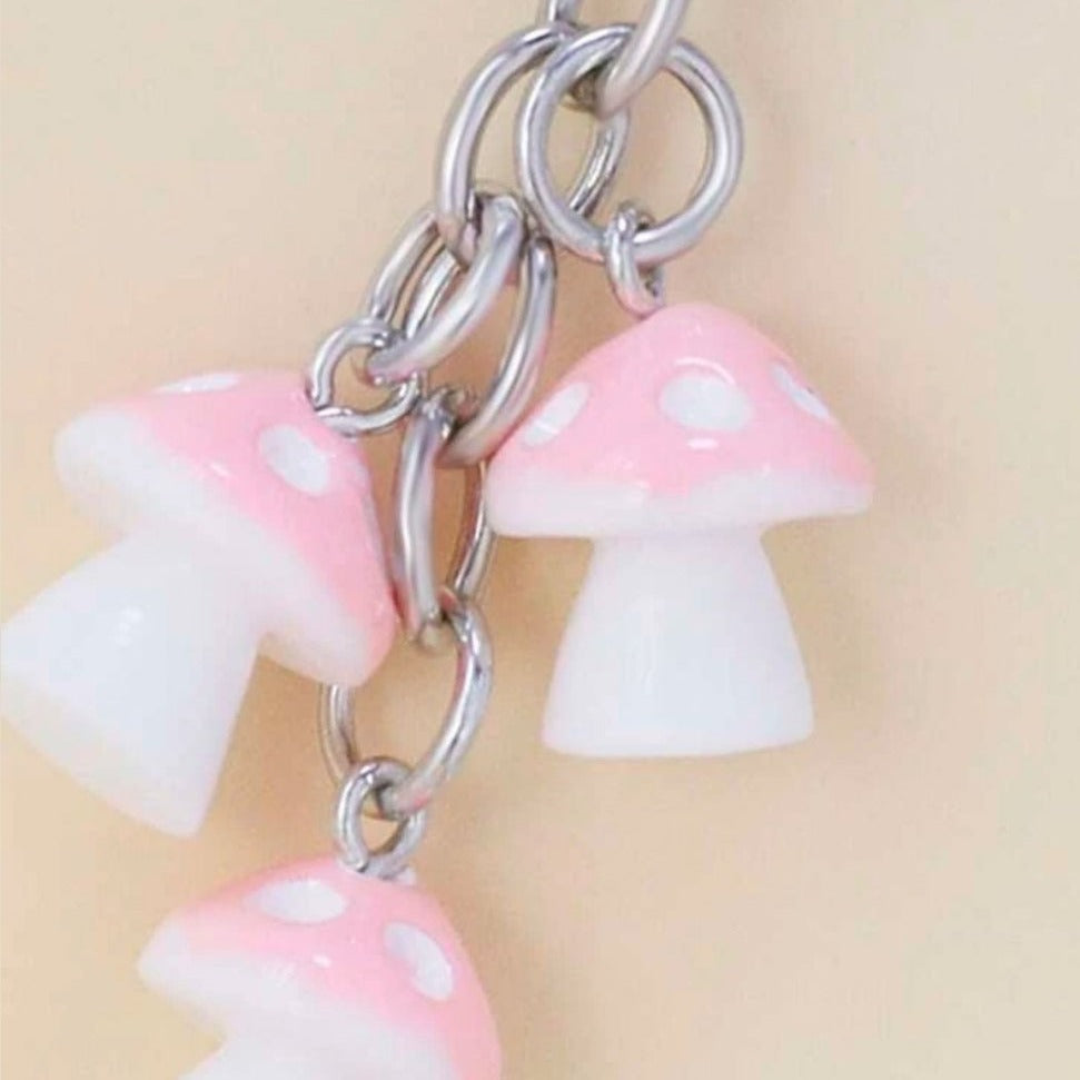 Pink Mushroom Keychain