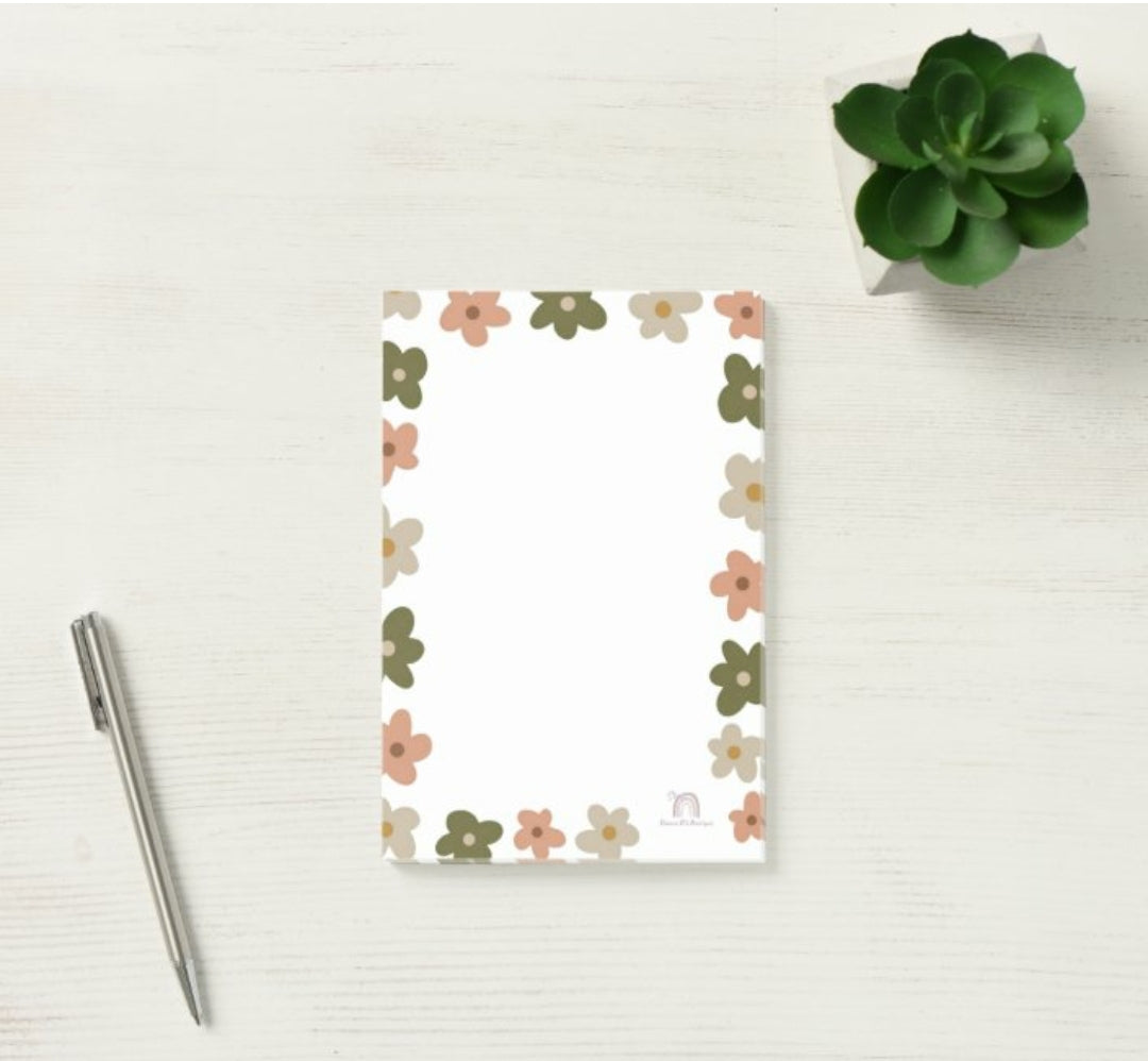 4" x 6" Boho Floral Signature Sticky Post-it Notes