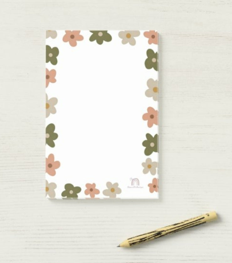 4" x 6" Boho Floral Signature Sticky Post-it Notes