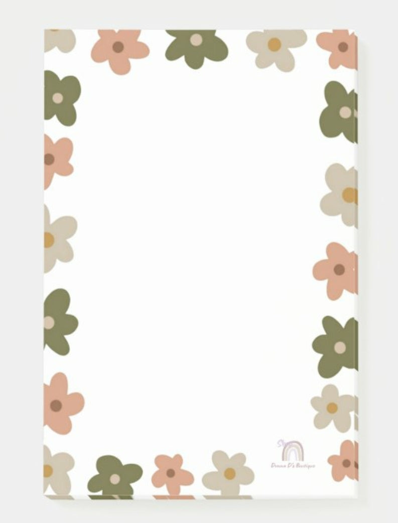 4" x 6" Boho Floral Signature Sticky Post-it Notes