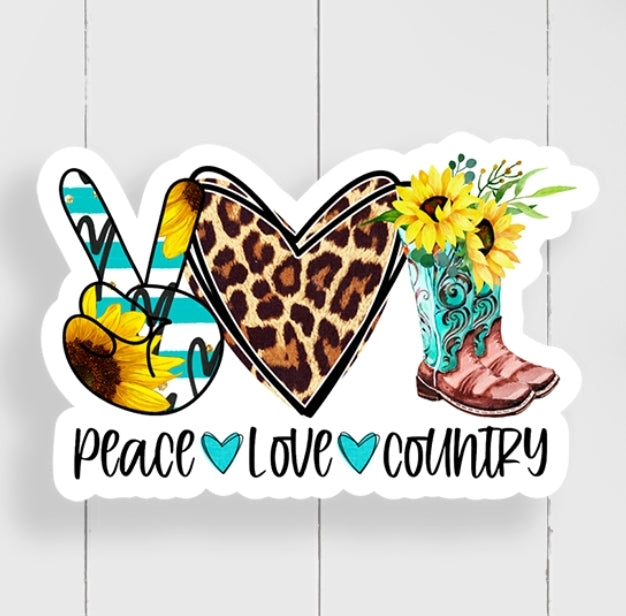 Peace Love Country Sticker