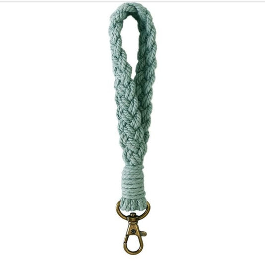 Hand woven cotton rope wristband key chain