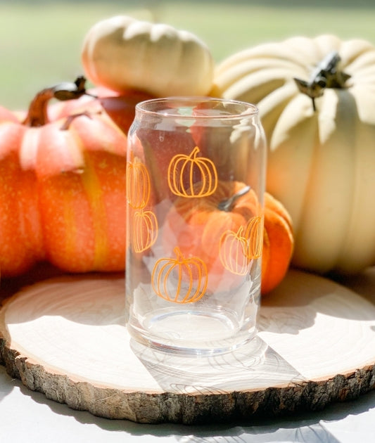 Pumpkin Glass Cup W/Bamboo Lid and Straw