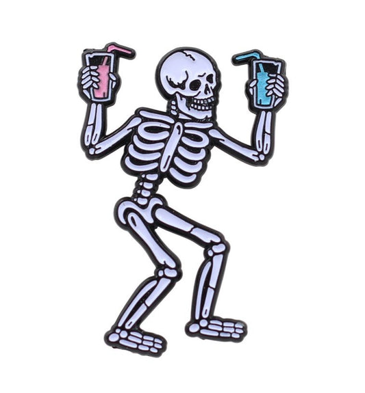 Party Skeleton - Spooky For You, Glow-in-the-Dark, Party 'Till You Die Pin