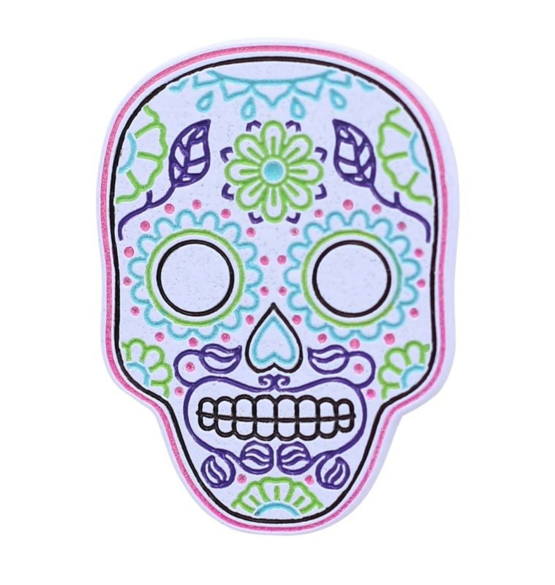 Neon Sugar Skull – Día de Muertos Enamel Pins