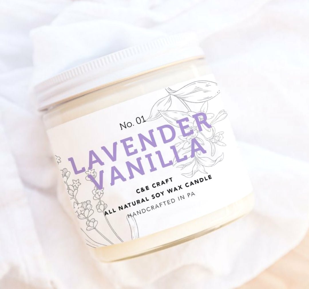 Lavender Vanilla Scented Soy Wax Candle