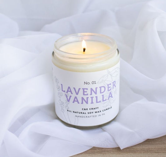 Lavender Vanilla Scented Soy Wax Candle