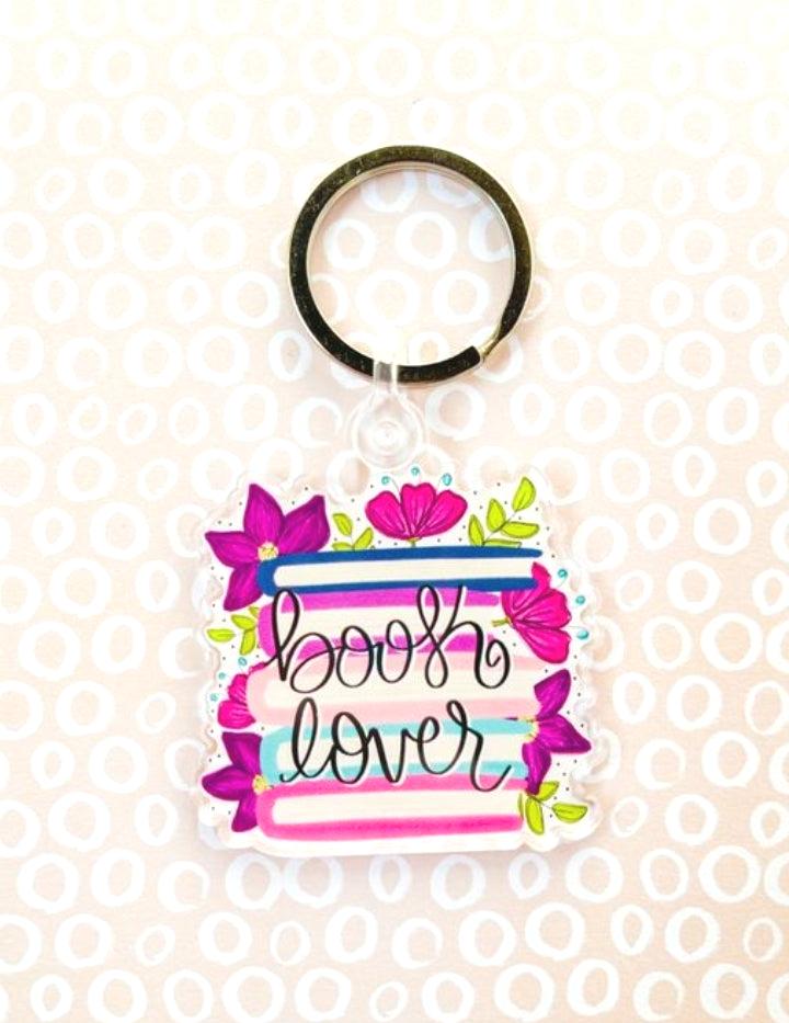 Floral Book Lover Acrylic Keychain