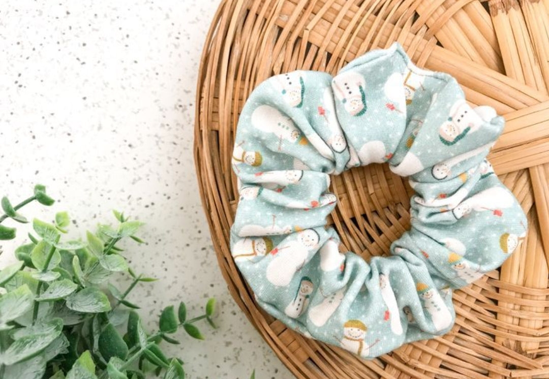 Merry & Bright Snowmen Scrunchies and Wristlets