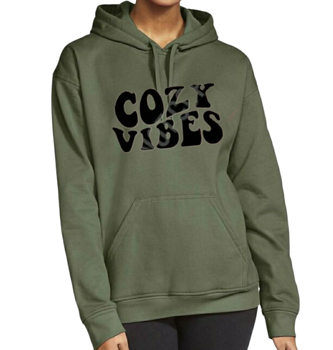 Cozy Vibes Military Green Unisex Hoodie
