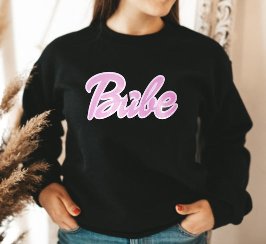 Babe Black Unisex Crewneck Sweatshirt