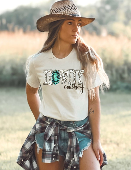 Howdy Cowboy Soft Cream Tshirt