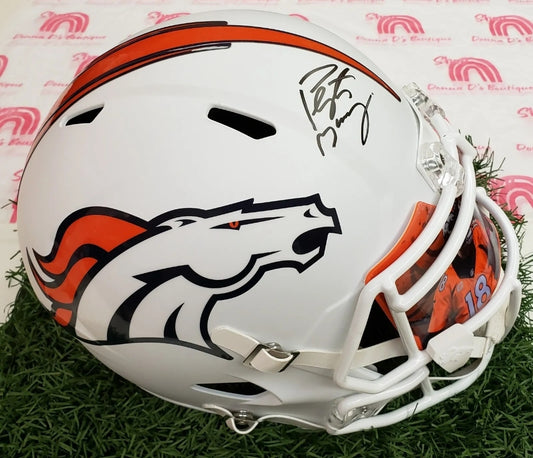 Peyton Manning Signed Denver Broncos Speed Lunar With Omaha Visor.
