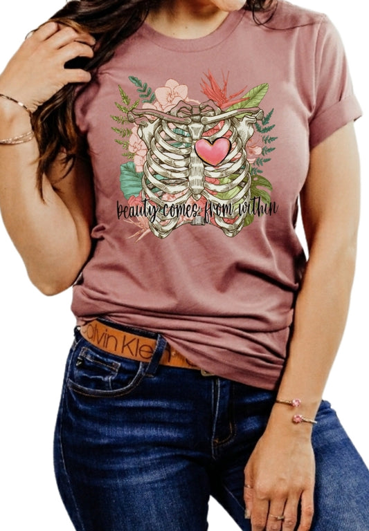 Beauty Comes From Within Sage or Mauve Tshirt