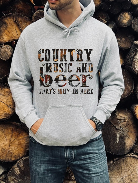 COUNTRY MUSIC AND BEER... Gray Unisex Hoodie