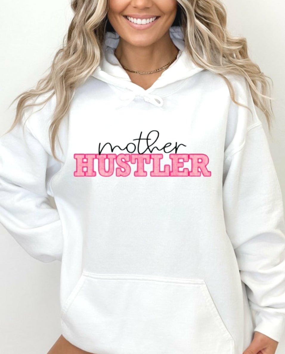 Mother Hustler White Unisex Hoodie