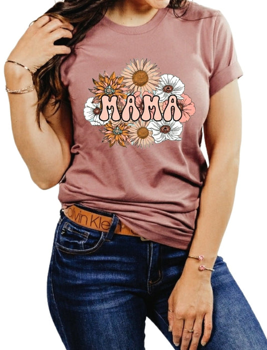 MAMA Flowers Mauve Unisex Tshirt