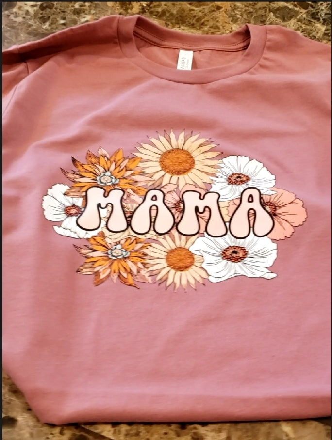 MAMA Flowers Mauve Unisex Tshirt